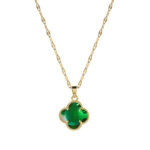 18K Gold Plated Stainless Steel "Four Leaf Clover" Necklace Hypoallergenic